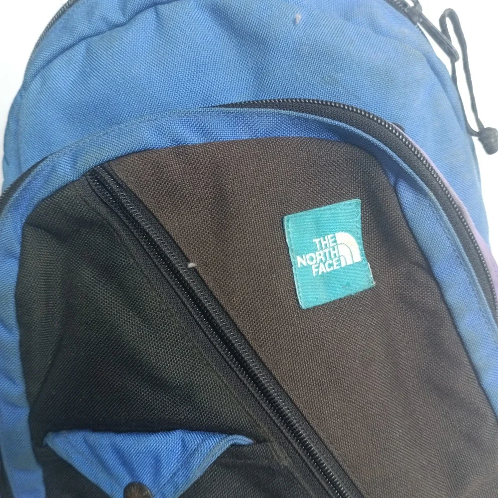 The North Face Vintage Backpack Blue Black Purple Daypack RN61661 Gorpcore s9